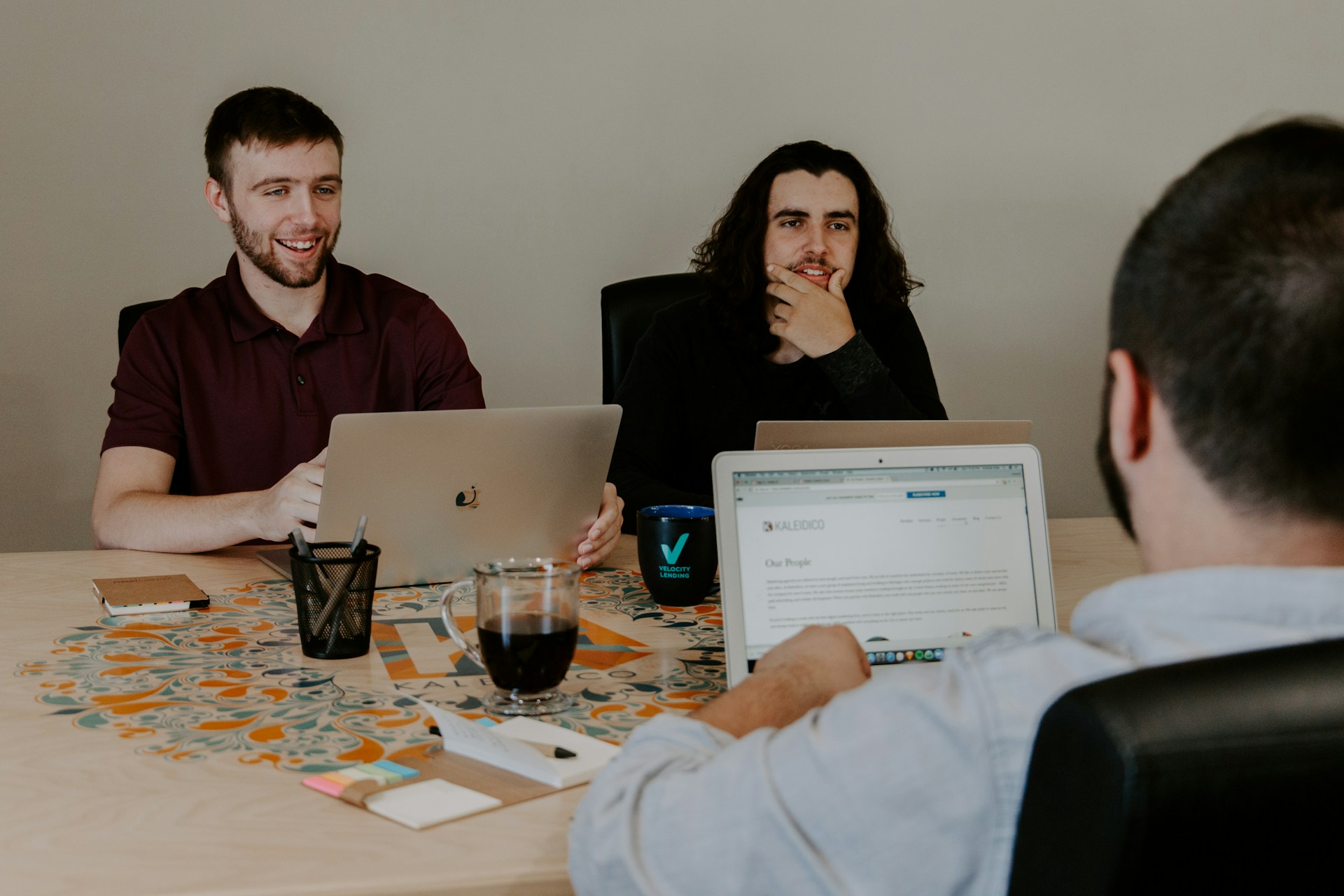 Diverse team in a meeting using visual communication tools